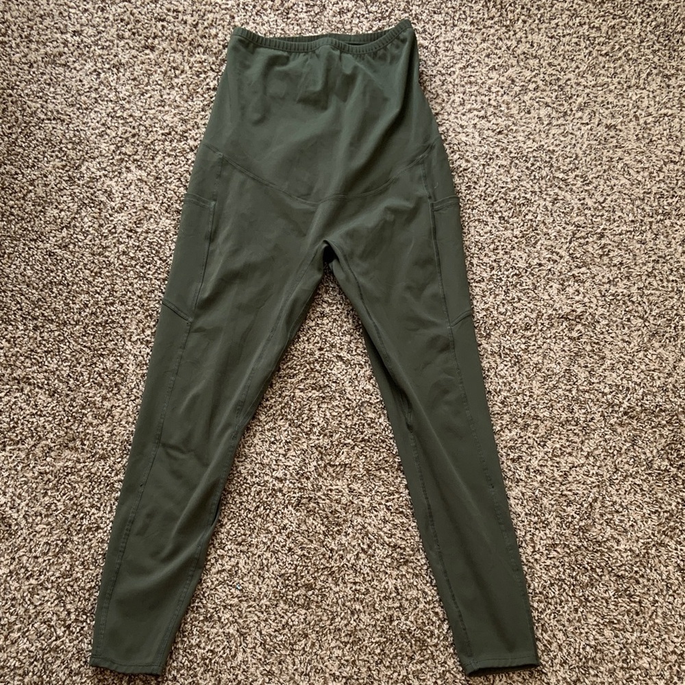 Maternity green olive leggings M